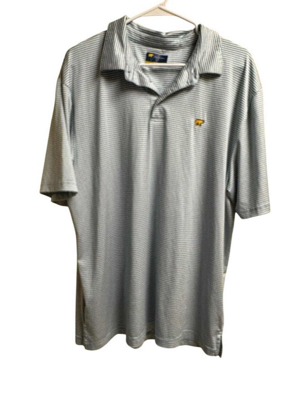 Jack Nicklaus Golf Polo Shirt Mens L Blue Stripe Stretch Performance